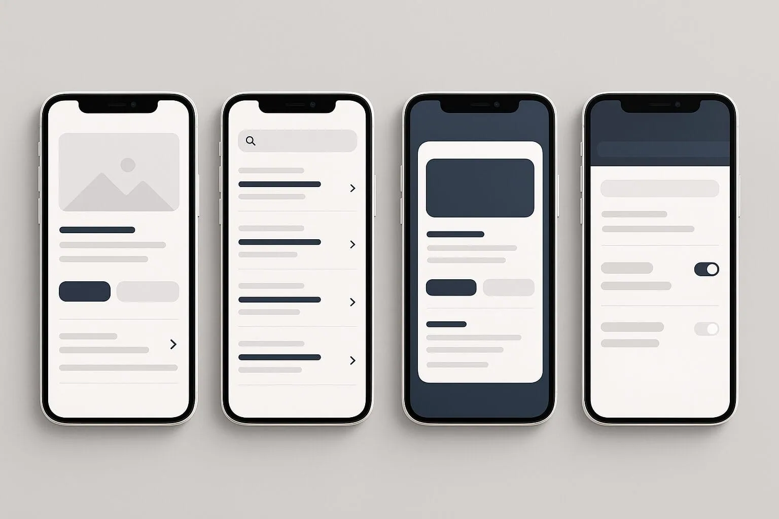 واجهات تطبيق جوال حديثة بتصميم UIUX احترافي تظهر على شاشات هواتف ذكية.